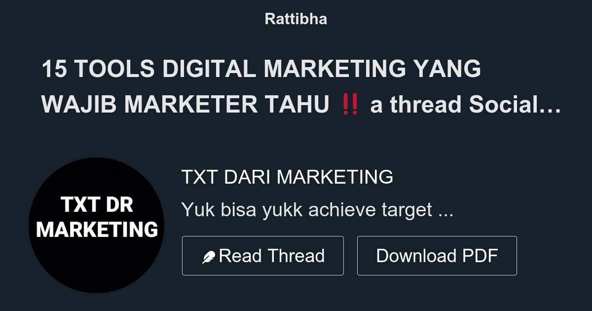 Tools Digital Marketing Yang Wajib Marketer Tahu A Thread