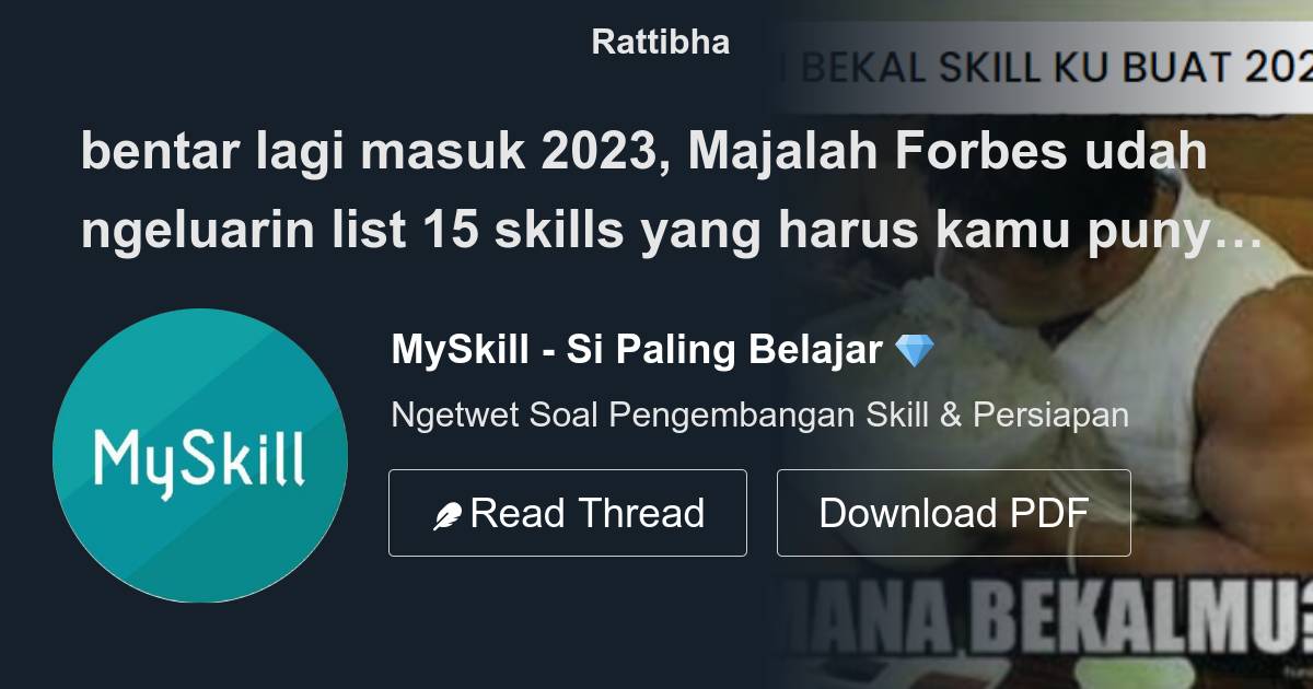 Bentar Lagi Masuk Majalah Forbes Udah Ngeluarin List Skills