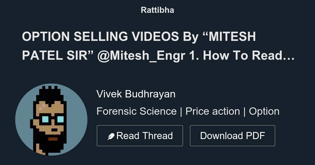 OPTION SELLING VIDEOS By MITESH PATEL SIR Mitesh Engr 1 How To Read