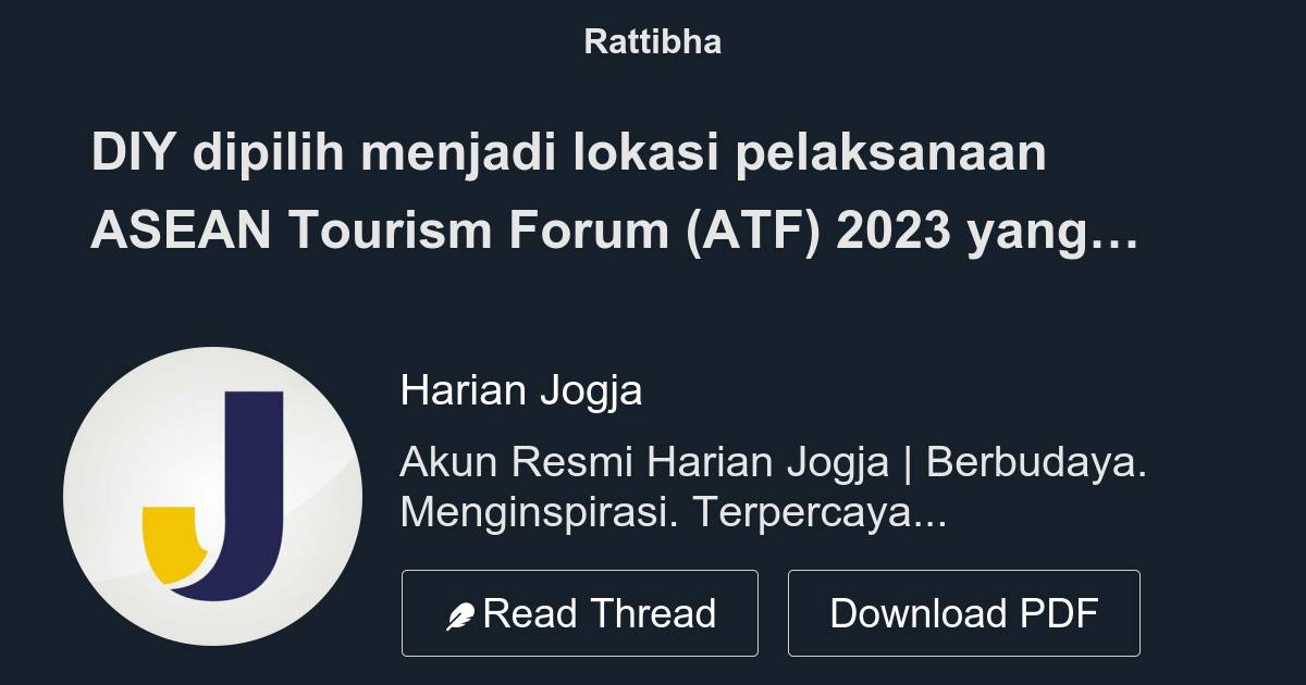 Diy Dipilih Menjadi Lokasi Pelaksanaan Asean Tourism Forum Atf