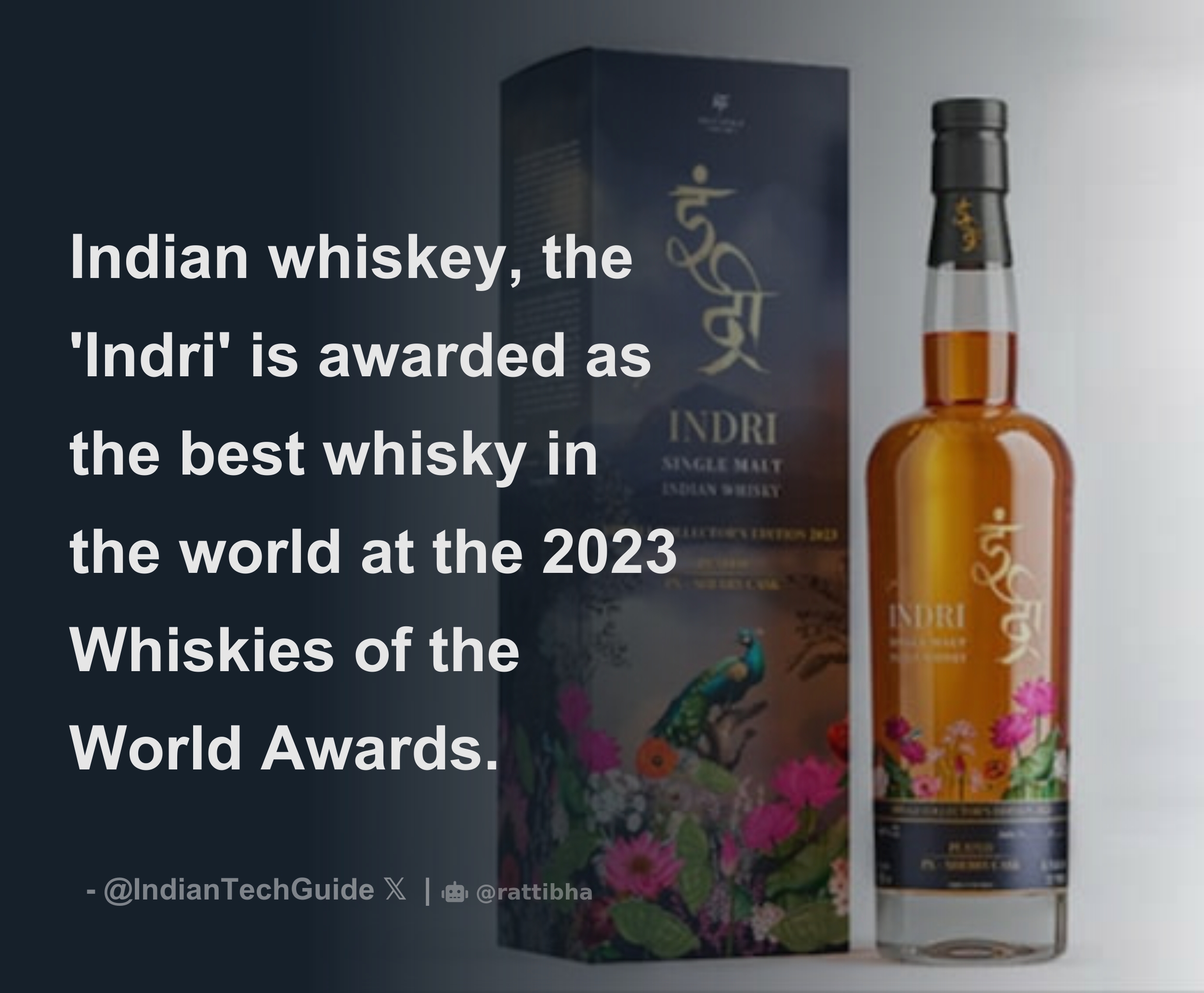 Indian Whiskey The Indri Is Awarded As The Best Whisky In The World