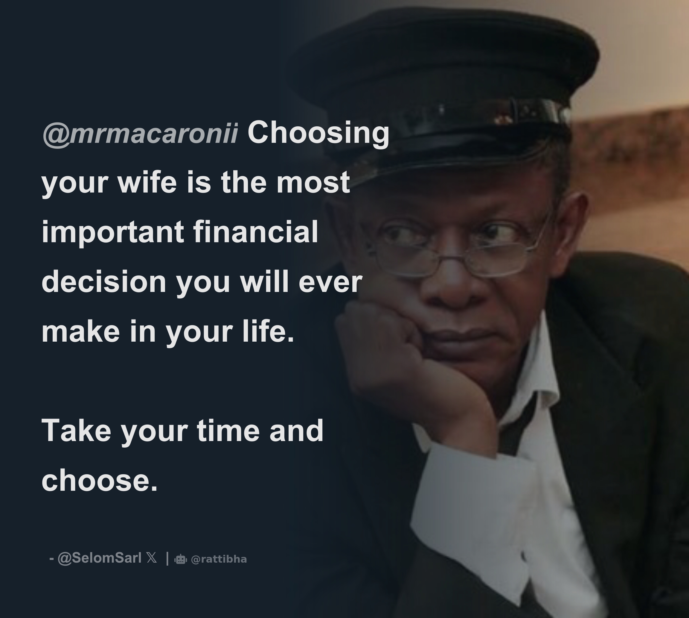 Mrmacaronii Choosing Your Wife Is The Most Important Financial