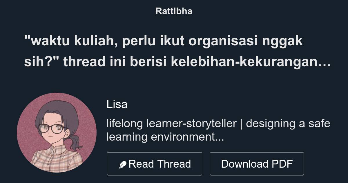 "waktu Kuliah, Perlu Ikut Organisasi Nggak Sih?" Thread Ini Berisi ...