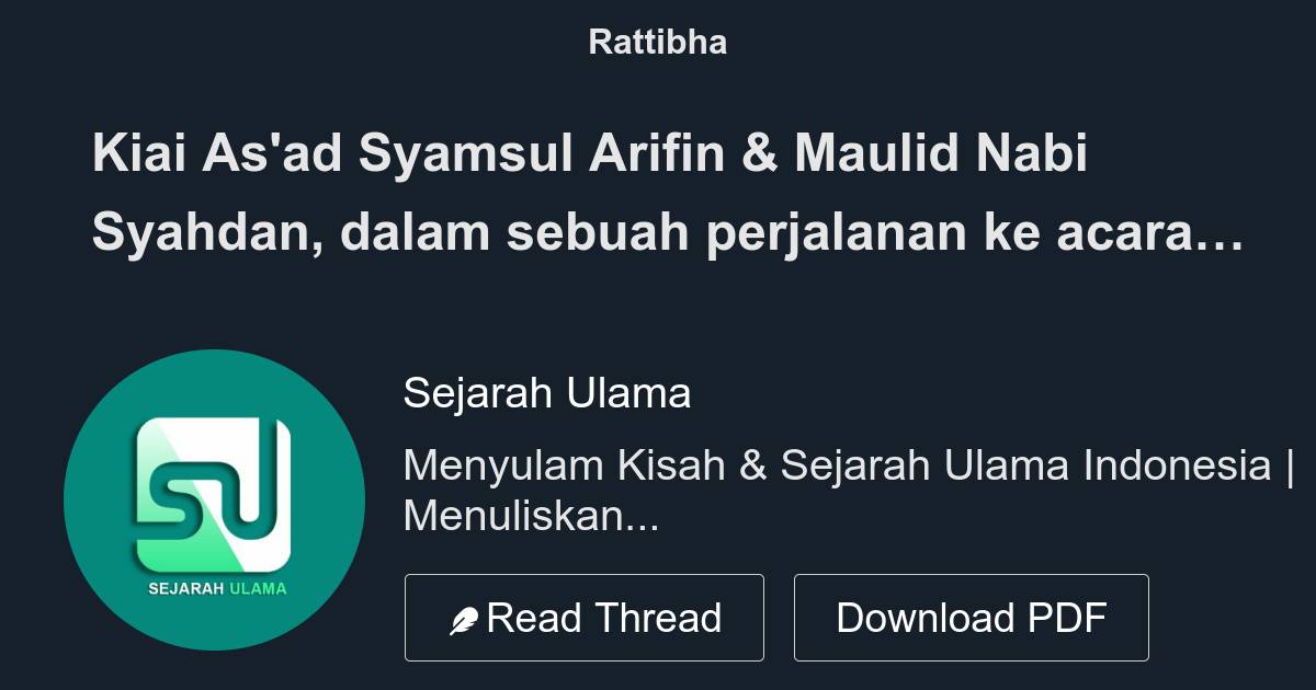 Kiai As'ad Syamsul Arifin & Maulid Nabi Syahdan, Dalam Sebuah ...