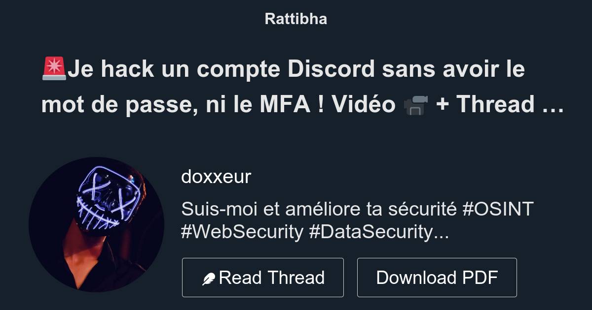 🚨Je hack un compte Discord sans avoir le mot de passe, ni le MFA ! Vidéo 📹 + Thread 🧵 Les