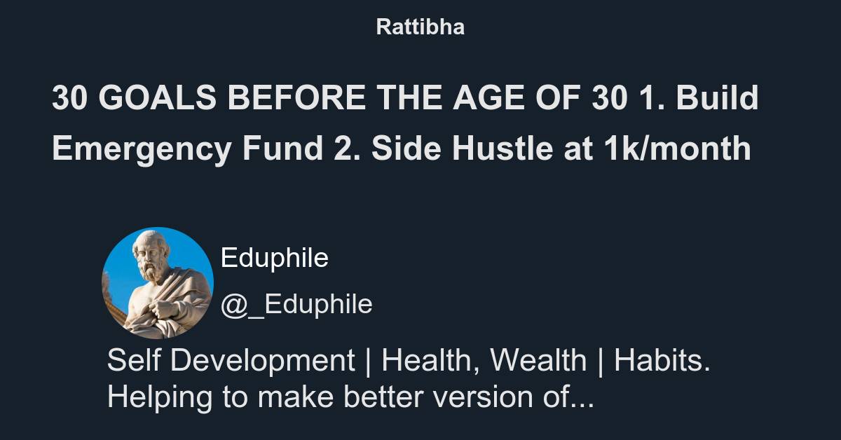 30 GOALS BEFORE THE AGE OF 30 Thread from Eduphile _Eduphile Rattibha