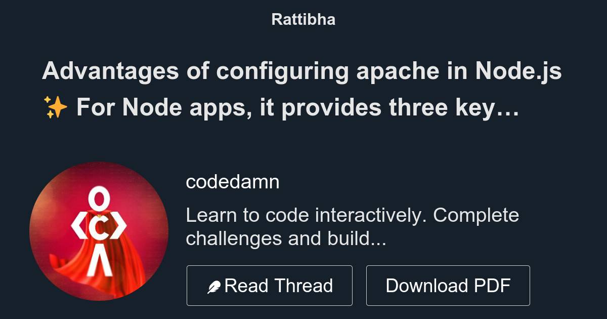 Advantages of configuring apache in Node.js Thread from codedamn