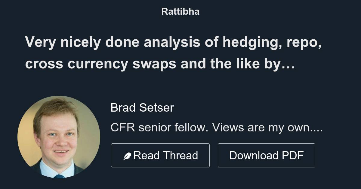 Very nicely done analysis of hedging, repo, cross currency swaps and
