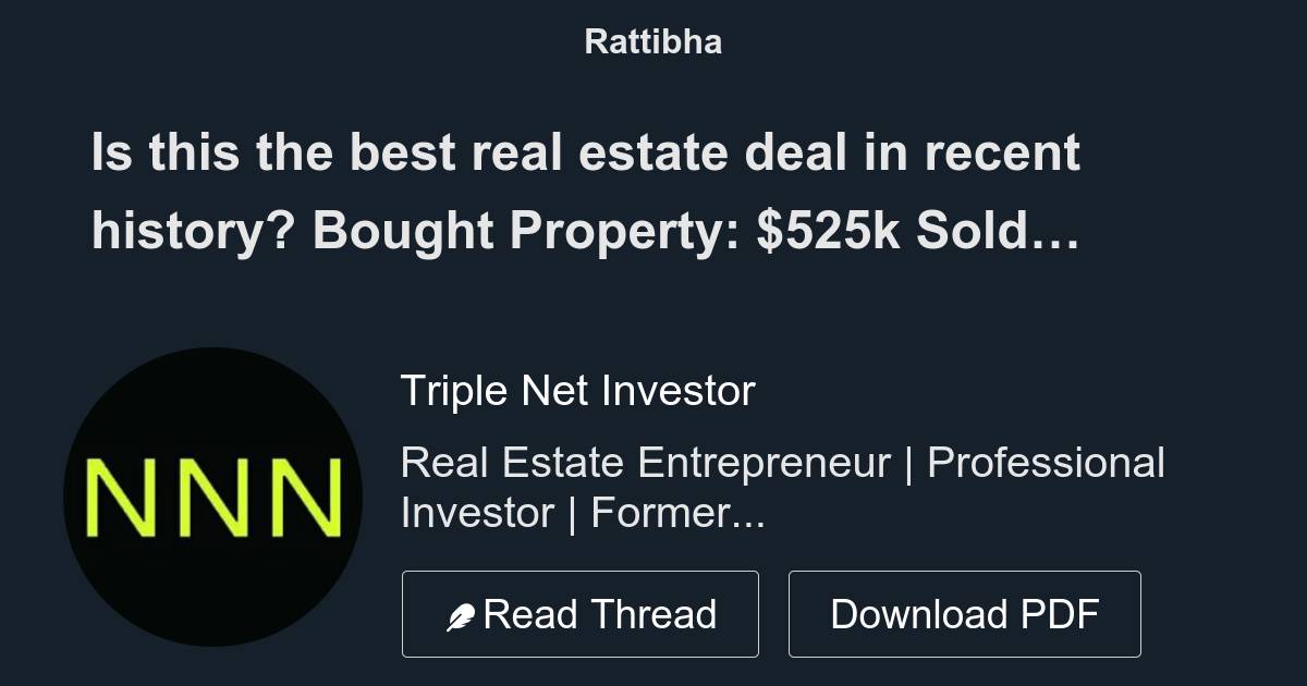Is this the best real estate deal in recent history? Bought Property