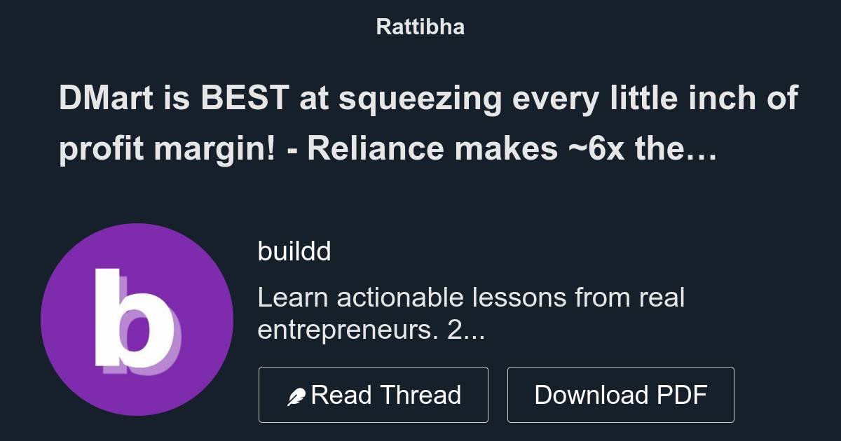 DMart is BEST at squeezing every little inch of profit margin