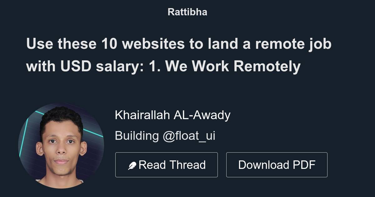 Use these 10 websites to land a remote job with USD salary: - Thread ...