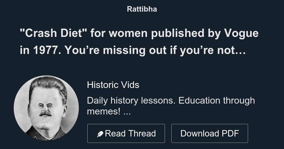 "Crash Diet" for women published by Vogue in 1977.