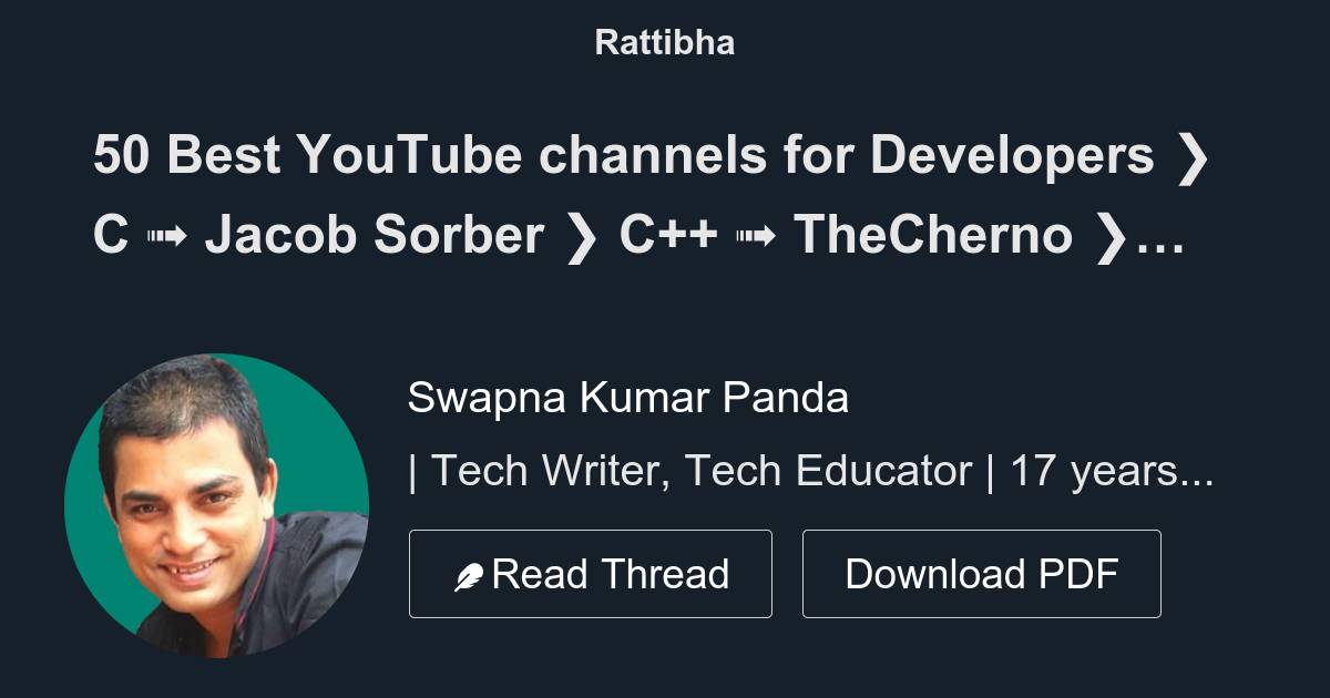 50 Best YouTube channels for Developers C Jacob Sorber C++ TheCherno