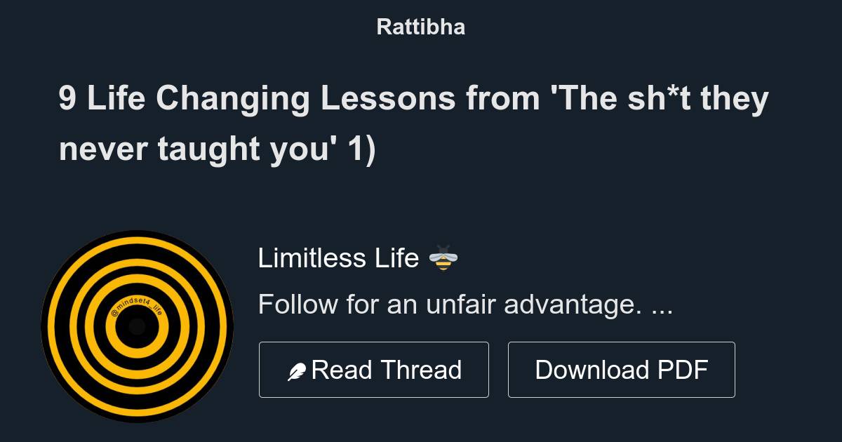 9 Life Changing Lessons From 'The Sh*t They Never Taught You' - Thread ...