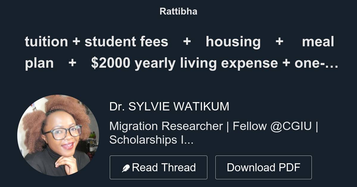 tuition + student fees + housing + meal plan + 2000 yearly living