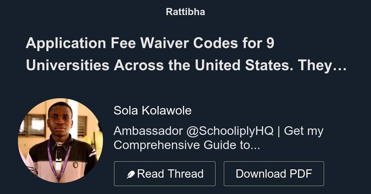 Application Fee Waiver Codes for 9 Universities Across the United