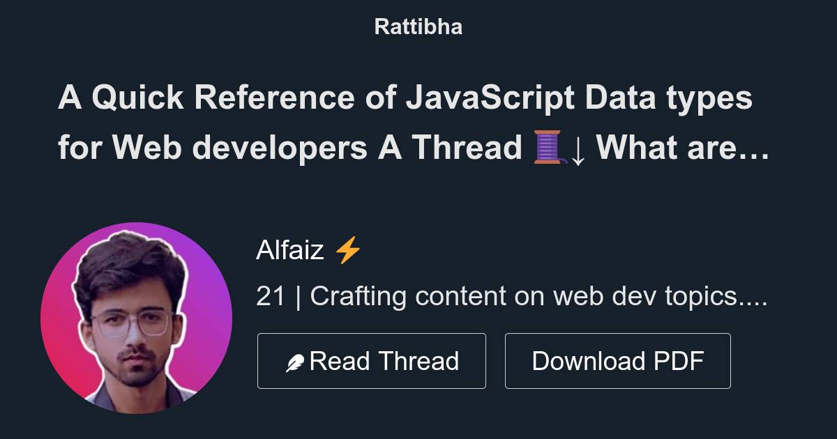 A Quick Reference of JavaScript Data types for Web developers A Thread ...