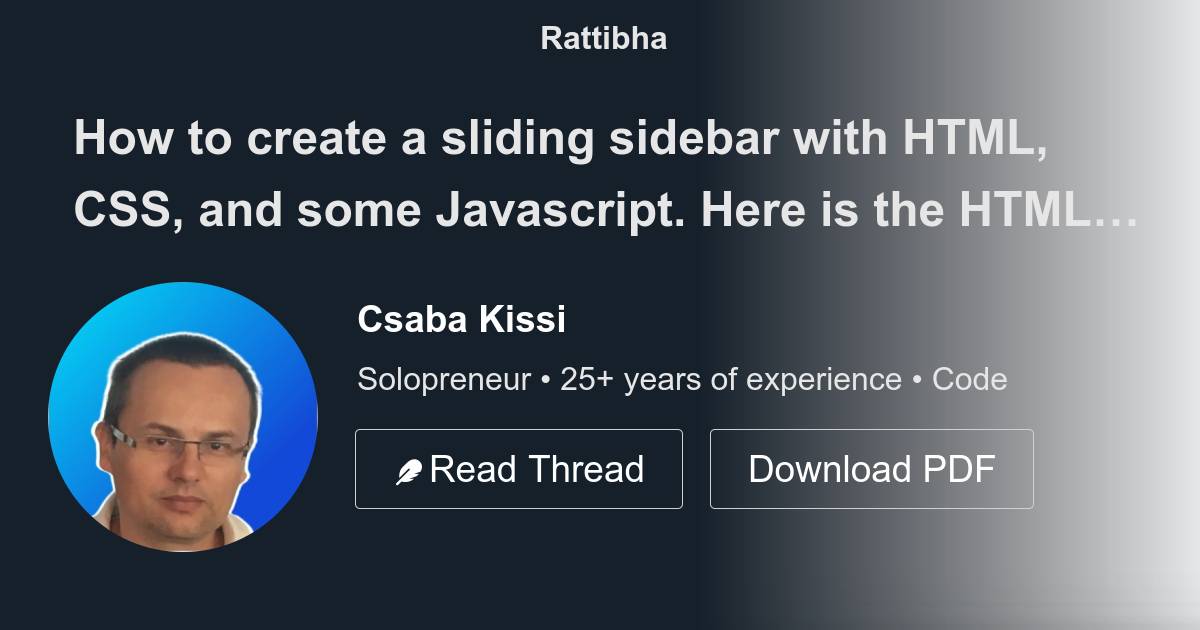 How to create a sliding sidebar with HTML, CSS, and some Javascript ...