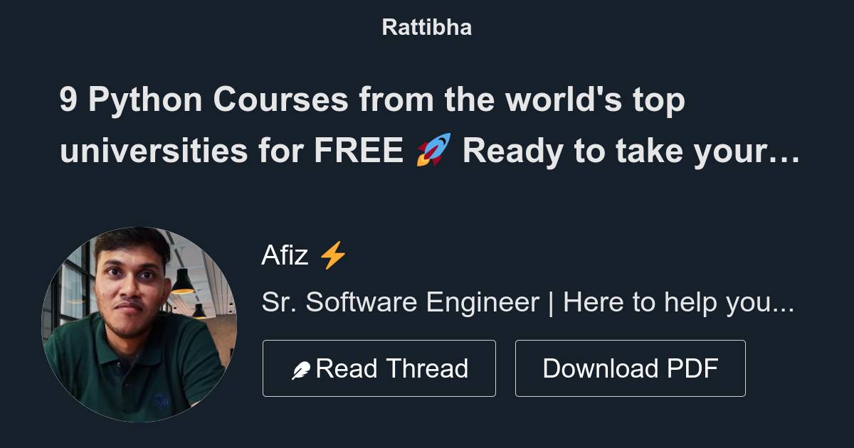 9 Python Courses from the world's top universities for FREE 🚀 Ready to ...