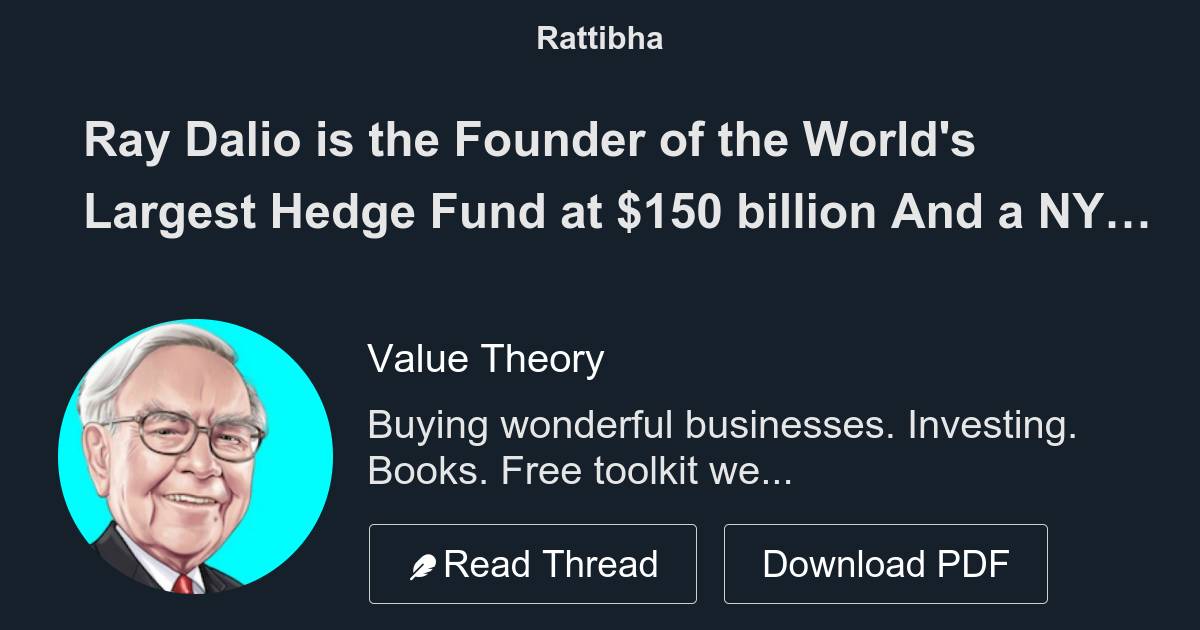 Ray Dalio Is The Founder Of The World's Largest Hedge Fund At $150 ...