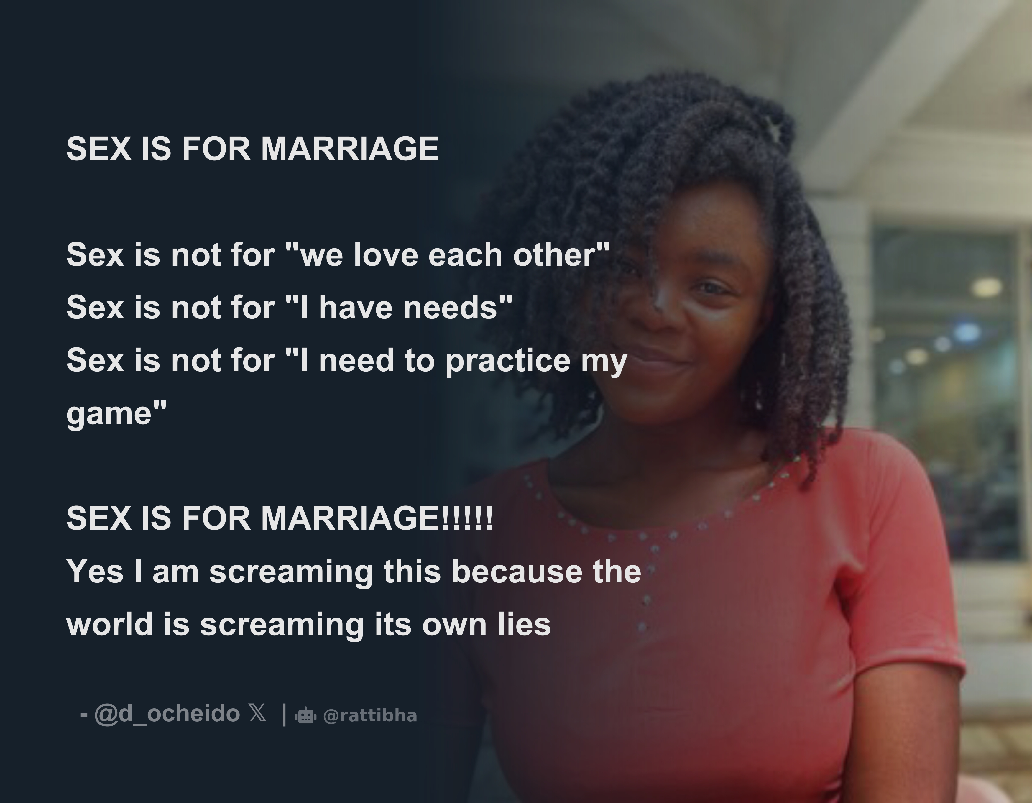 SEX IS FOR MARRIAGE Sex is not for 