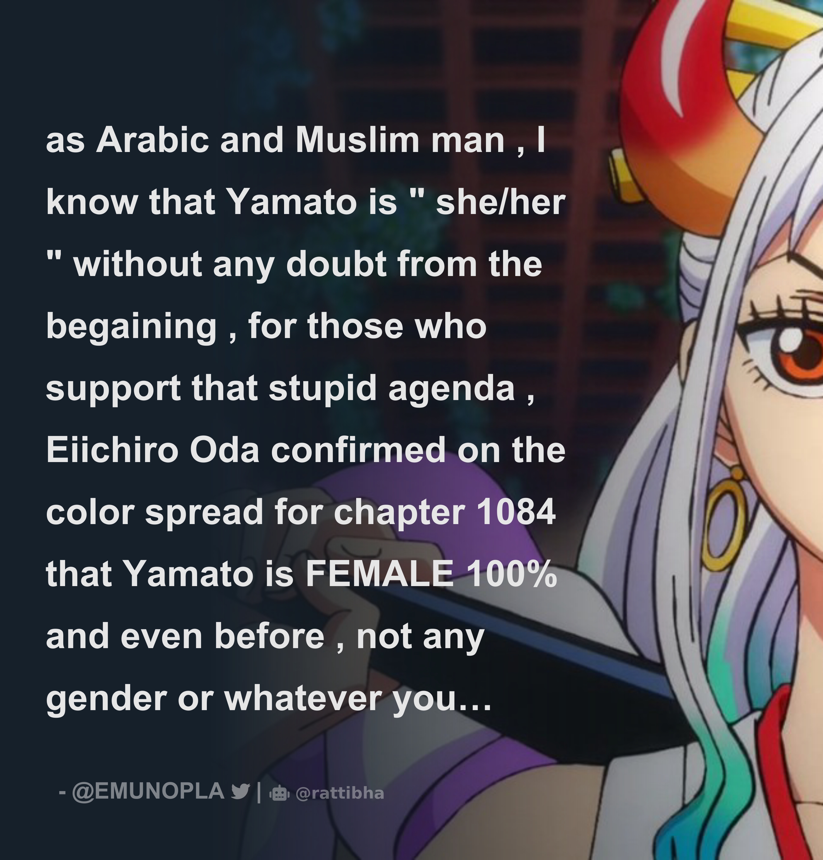 as Arabic and Muslim man , I know that Yamato is 