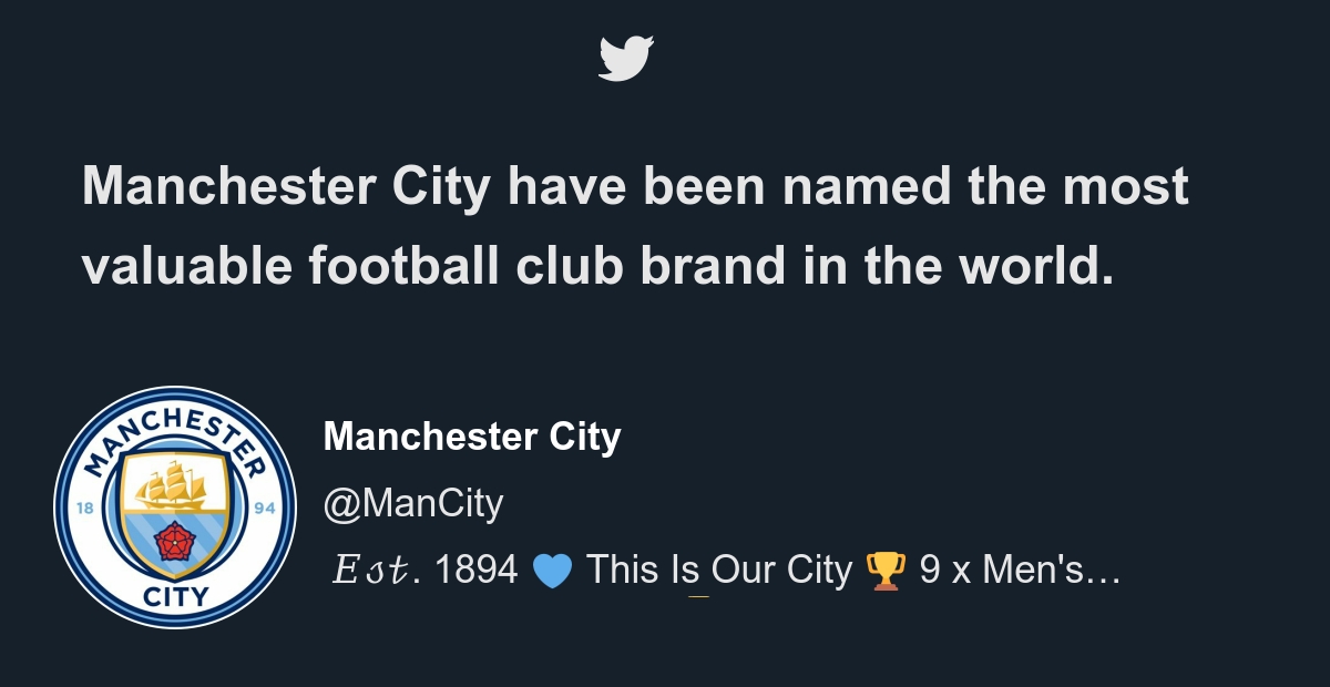 Manchester City, Most Valuable Football Club Brand in the World