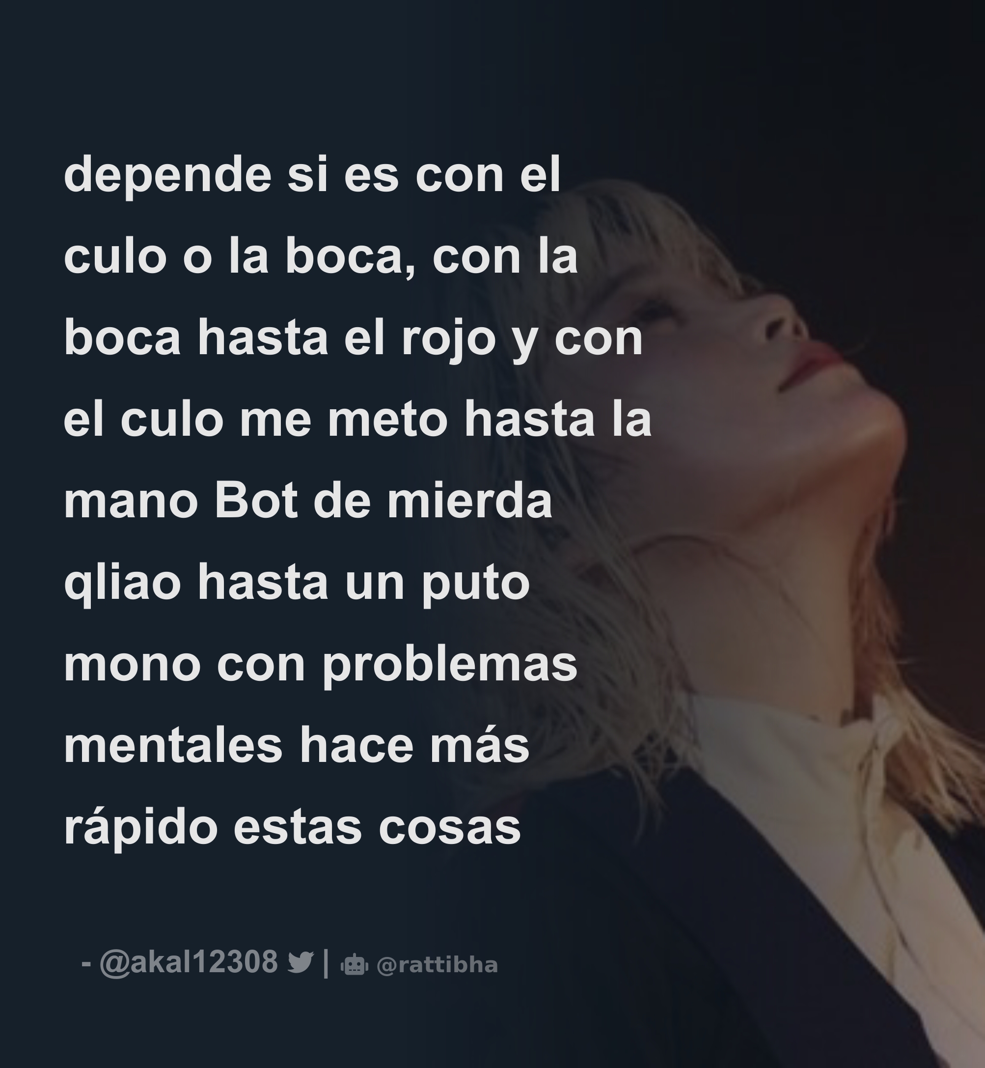 depende si es con el culo o la boca, con la boca hasta el rojo y con el culo  me meto hasta la mano - Download Tweet Image from Lean @akal12308 - Rattibha