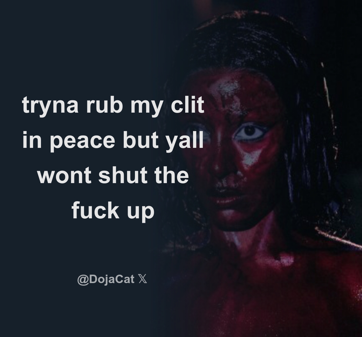 tryna rub my clit in peace but yall wont shut the fuck up - Download Tweet  Image from DOJA CAT @DojaCat - Rattibha