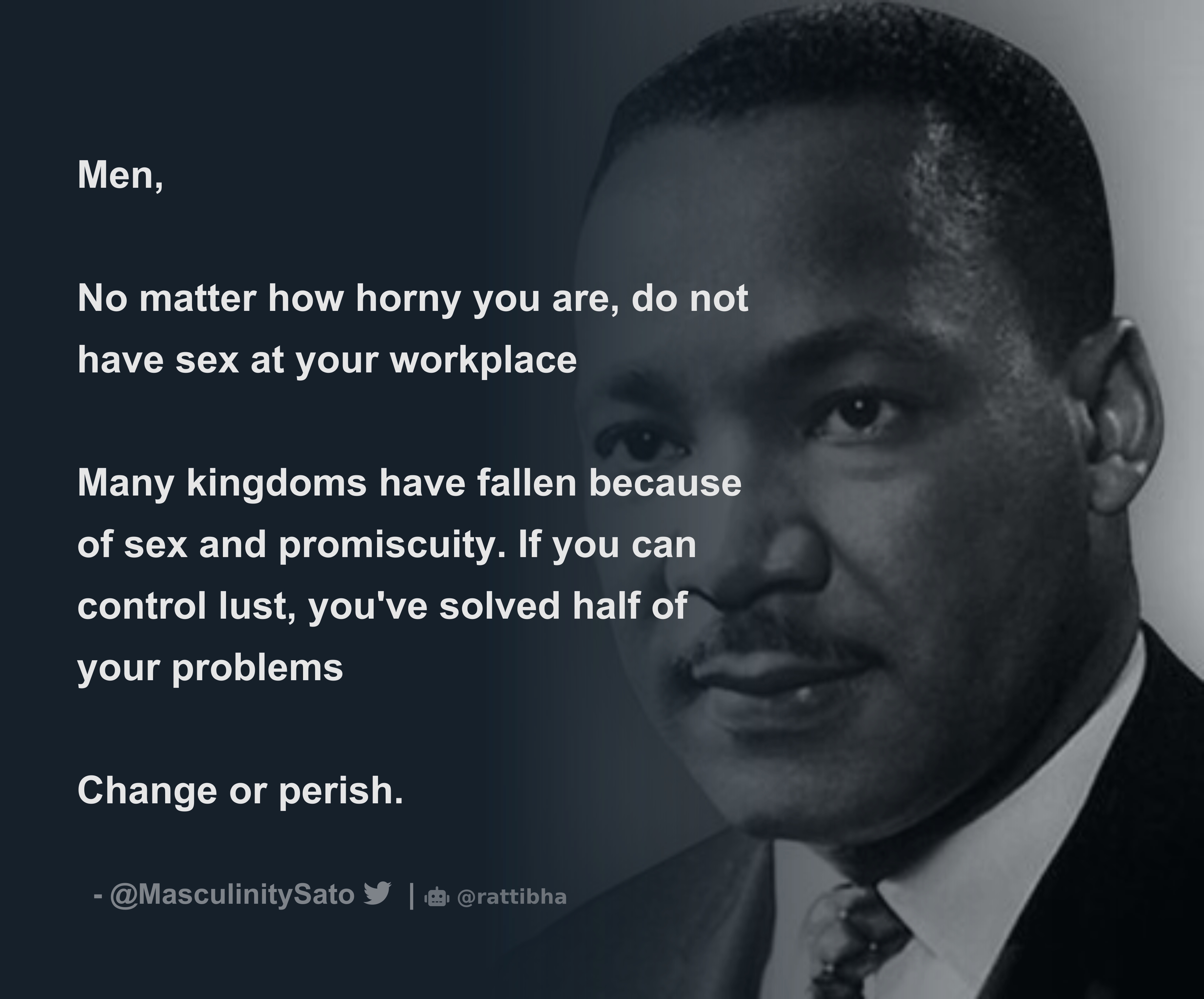 Men, No matter how horny you are, do not have sex at your workplace Many  kingdoms have fallen because of sex and promiscuity. If you can control -  Download Tweet Image from