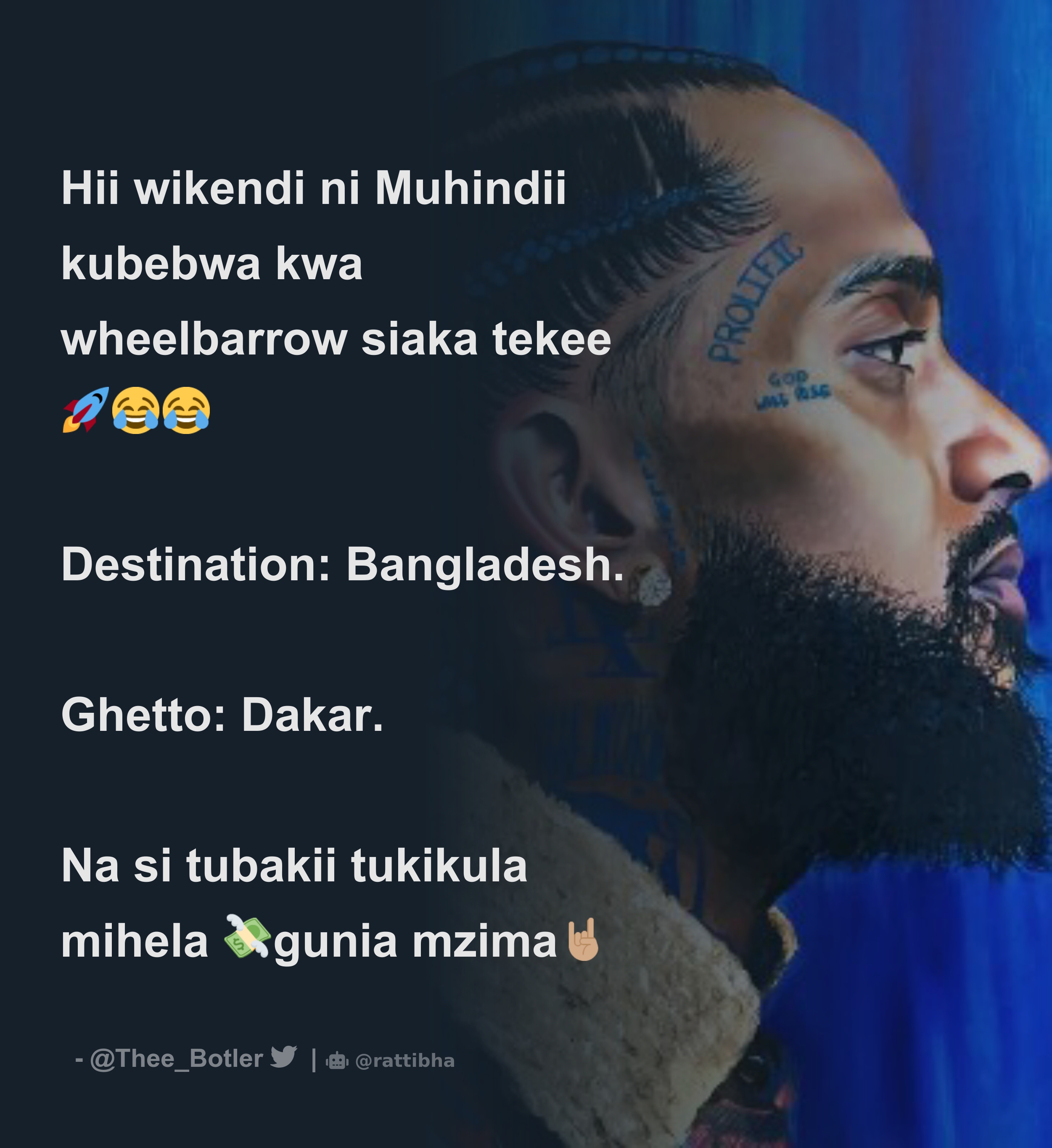 Hii wikendi ni Muhindii kubebwa kwa wheelbarrow siaka tekee🚀😂😂