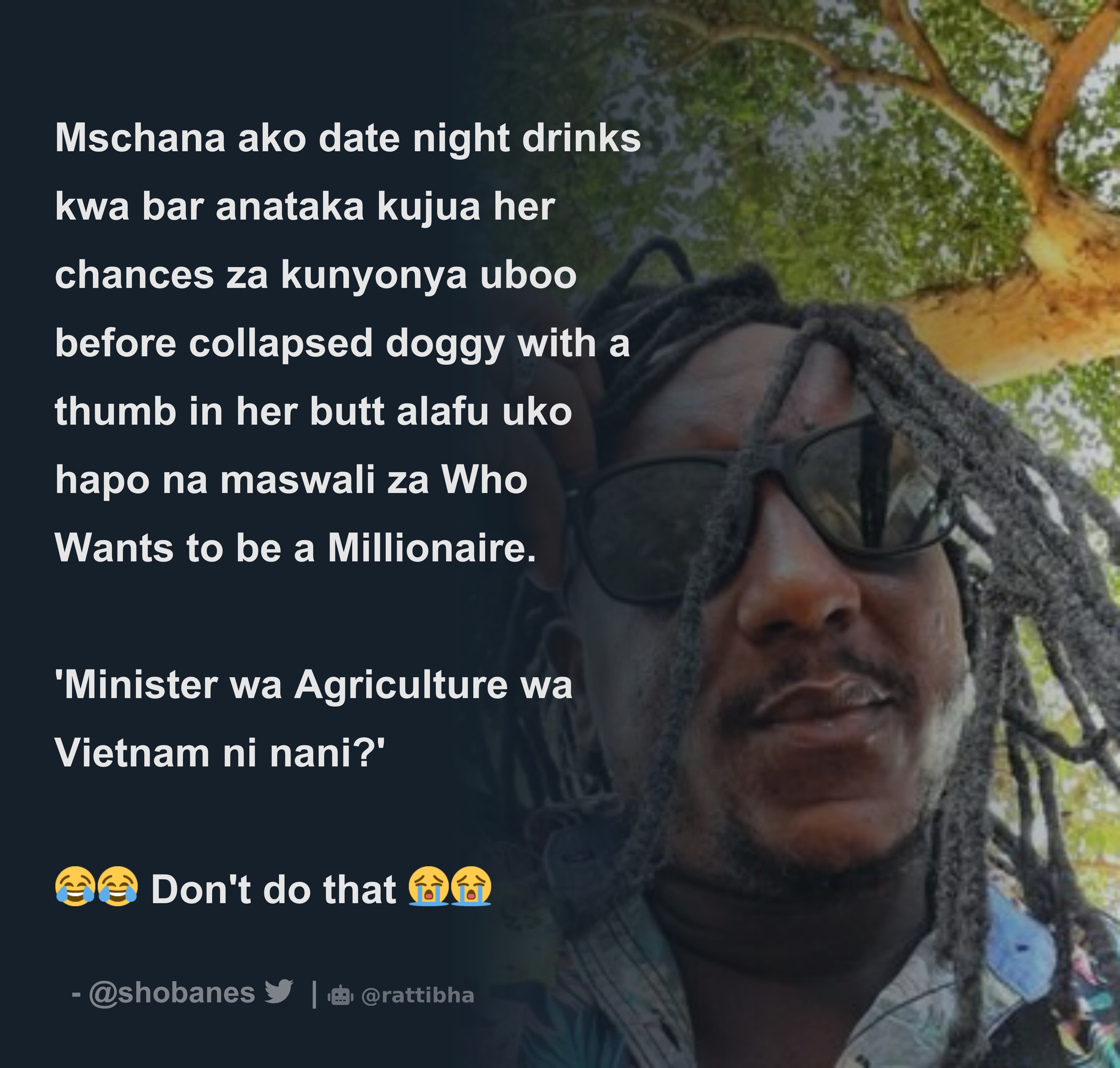 Mschana ako date night drinks kwa bar anataka kujua her chances za kunyonya  uboo before collapsed doggy with a thumb in her butt alafu uko hapo na mas  - Download Tweet Image