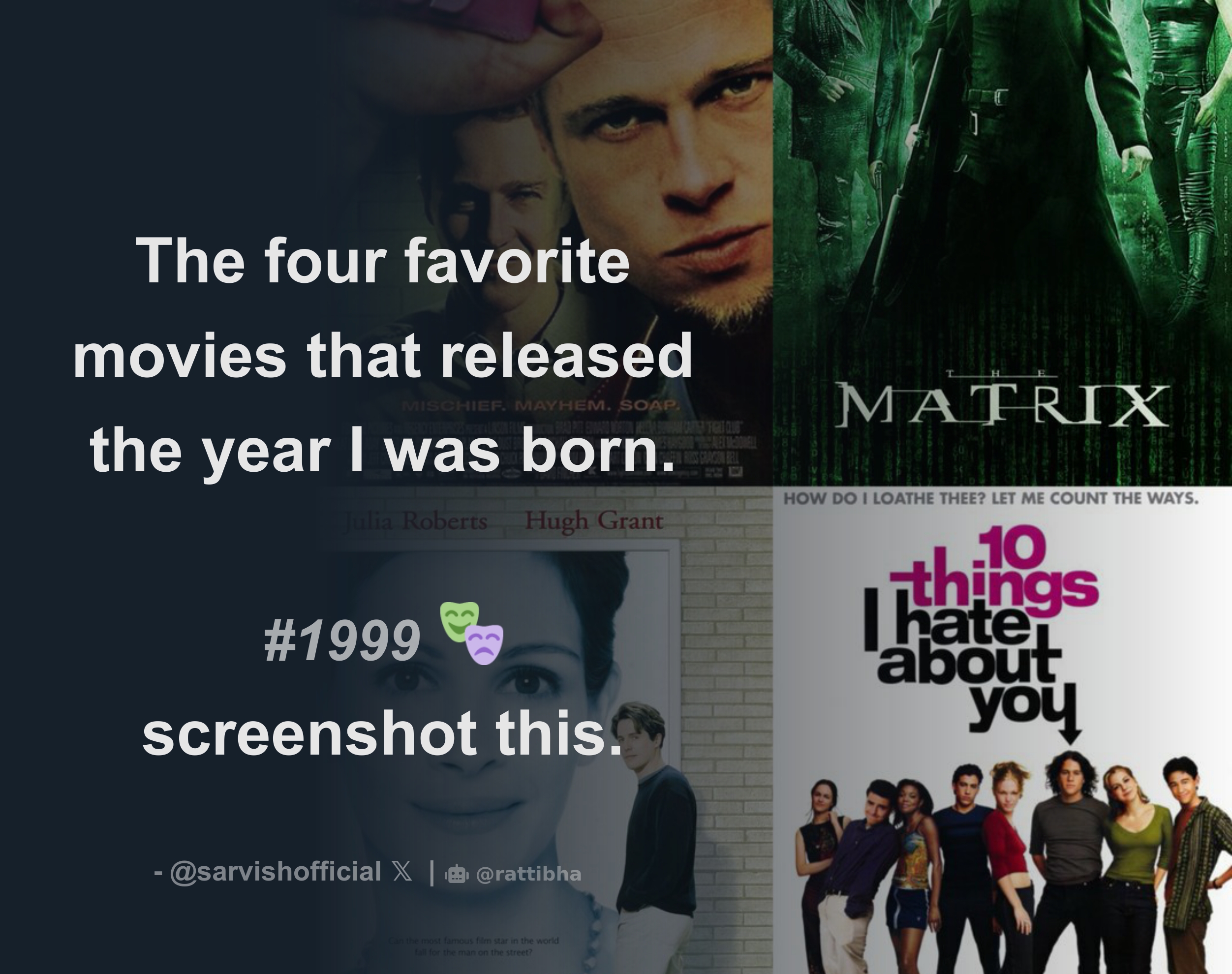 The Four Favorite Movies That Released The Year I Was Born 1999 