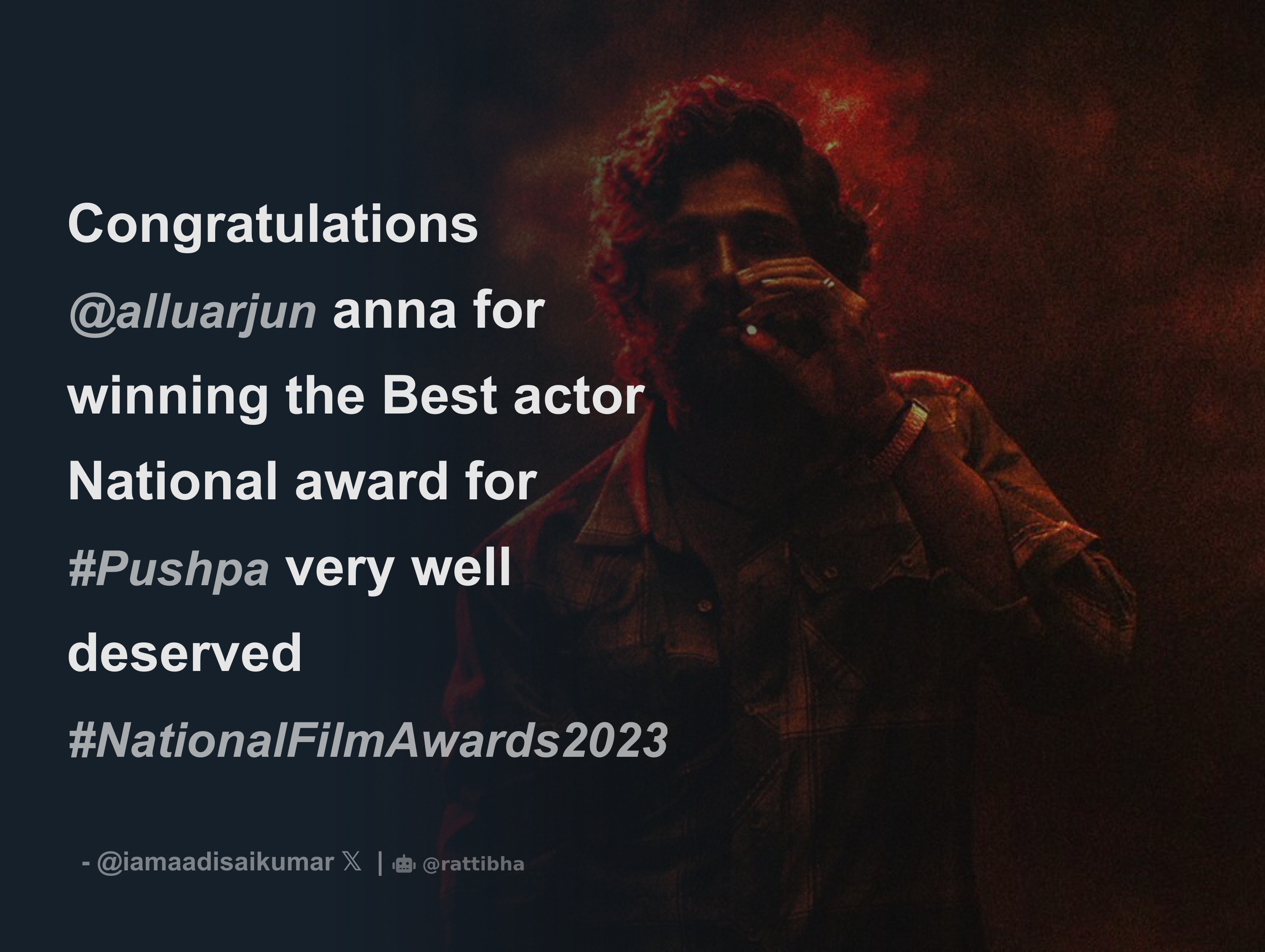 Congratulations alluarjun anna for winning the Best actor National