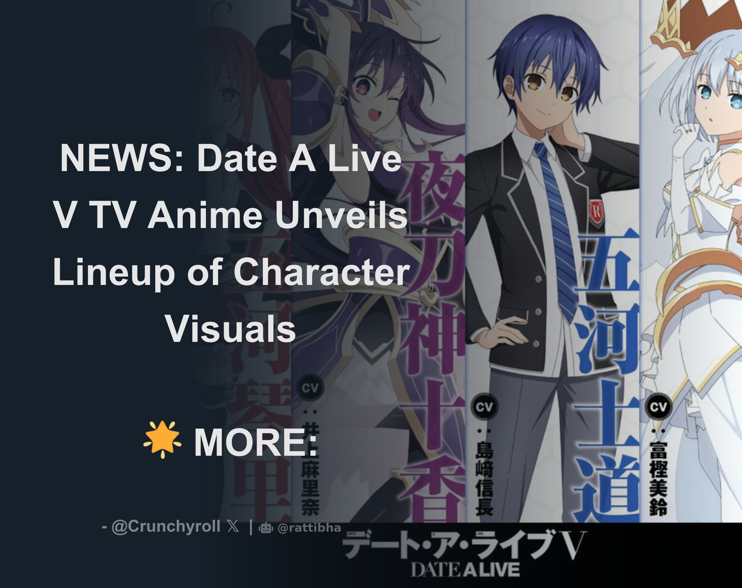 Date A Live V TV Anime Unveils Lineup of Character Visuals