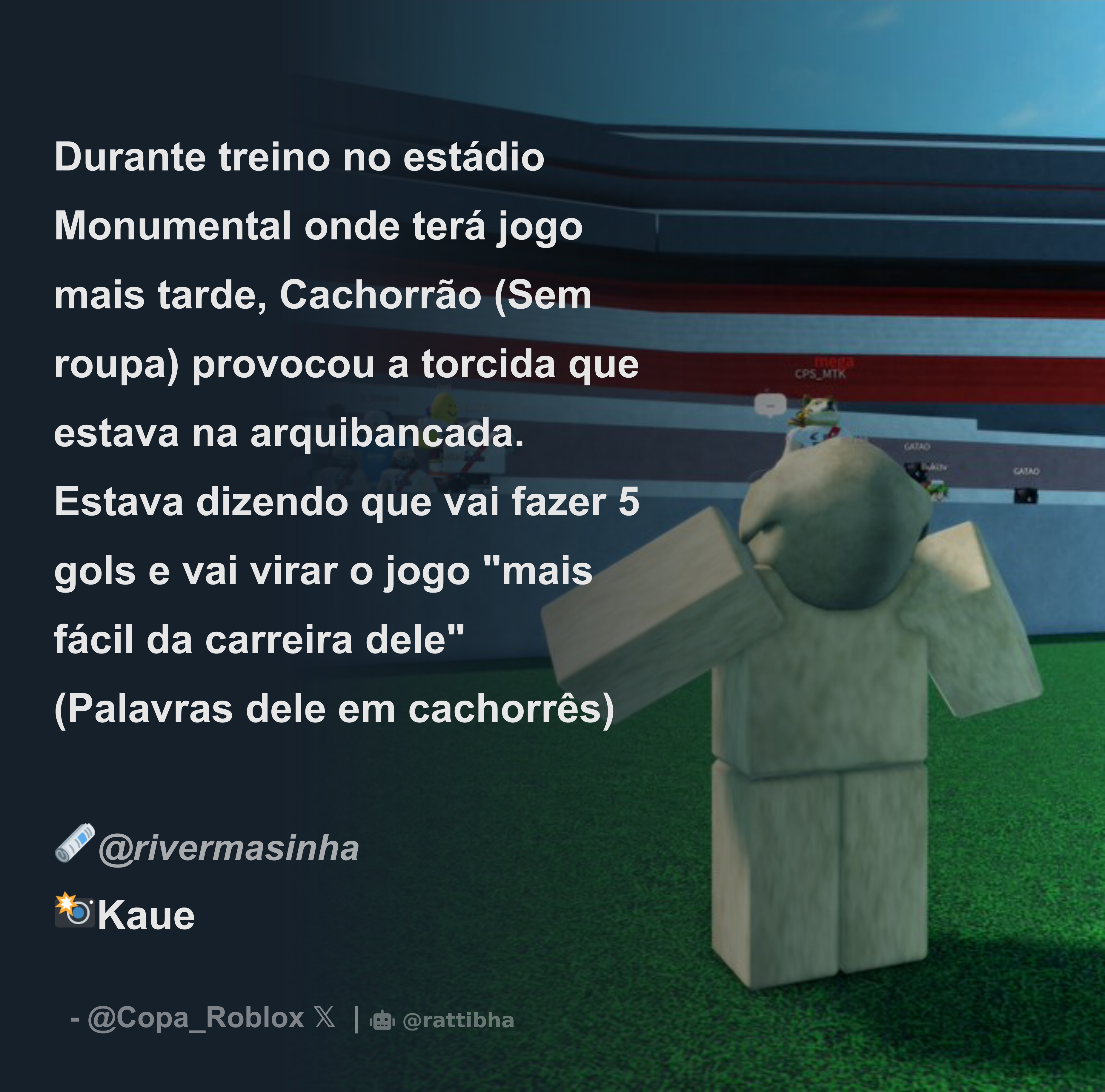 Copa Roblox 🏆 on X: 🔃 Substituição no Grêmio ⬇️Sai: Vinicin ⬆️ Entra:  Cachorrão  / X