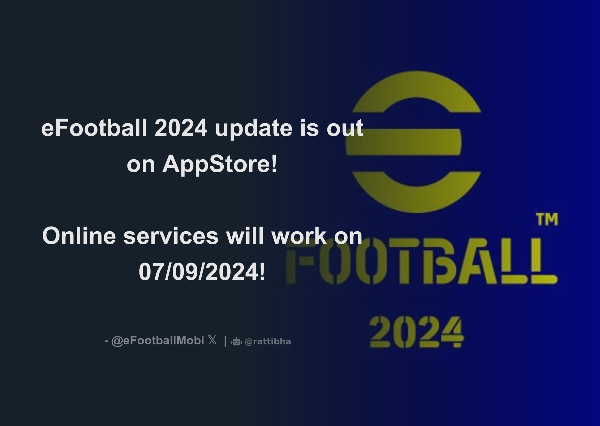 eFootball 2024 update is out on AppStore! Online services will work on 07/09/2024! - Thread from eFootball 2024 MobileeFootballMobi