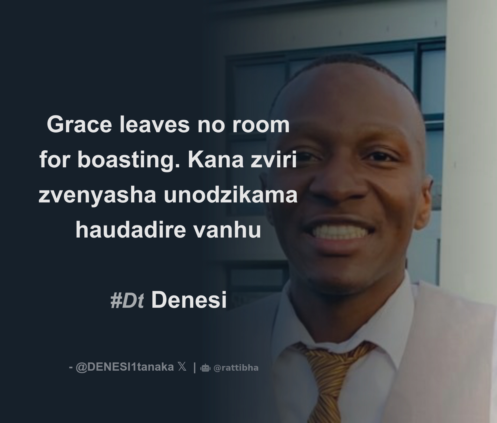 Grace Leaves No Room For Boasting Kana Zviri Zvenyasha Unodzikama Haudadire Vanhu Dt Denesi