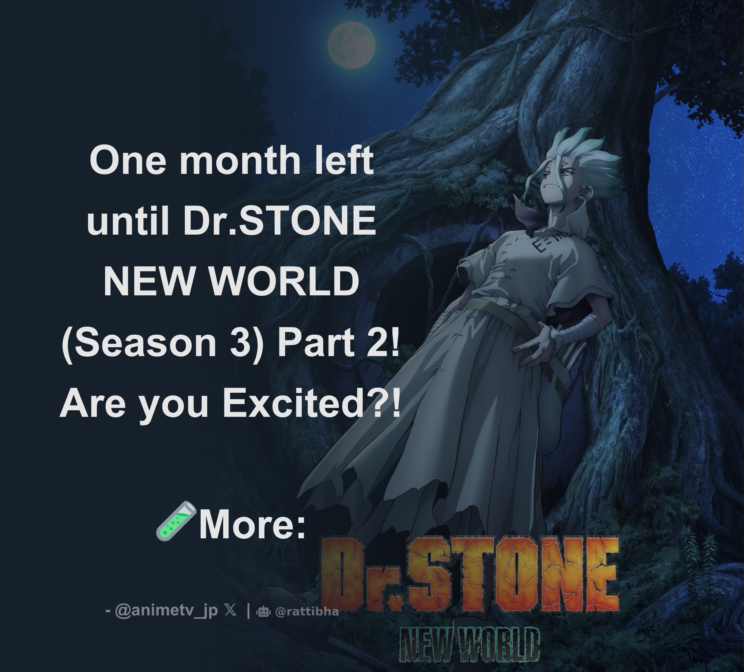 Official Trailer】 Dr.STONE NEW WORLD (Season 3) Part 2 Scheduled for  October 12! ✨More: - Thread from AnimeTV チェーン @animetv_jp - Rattibha