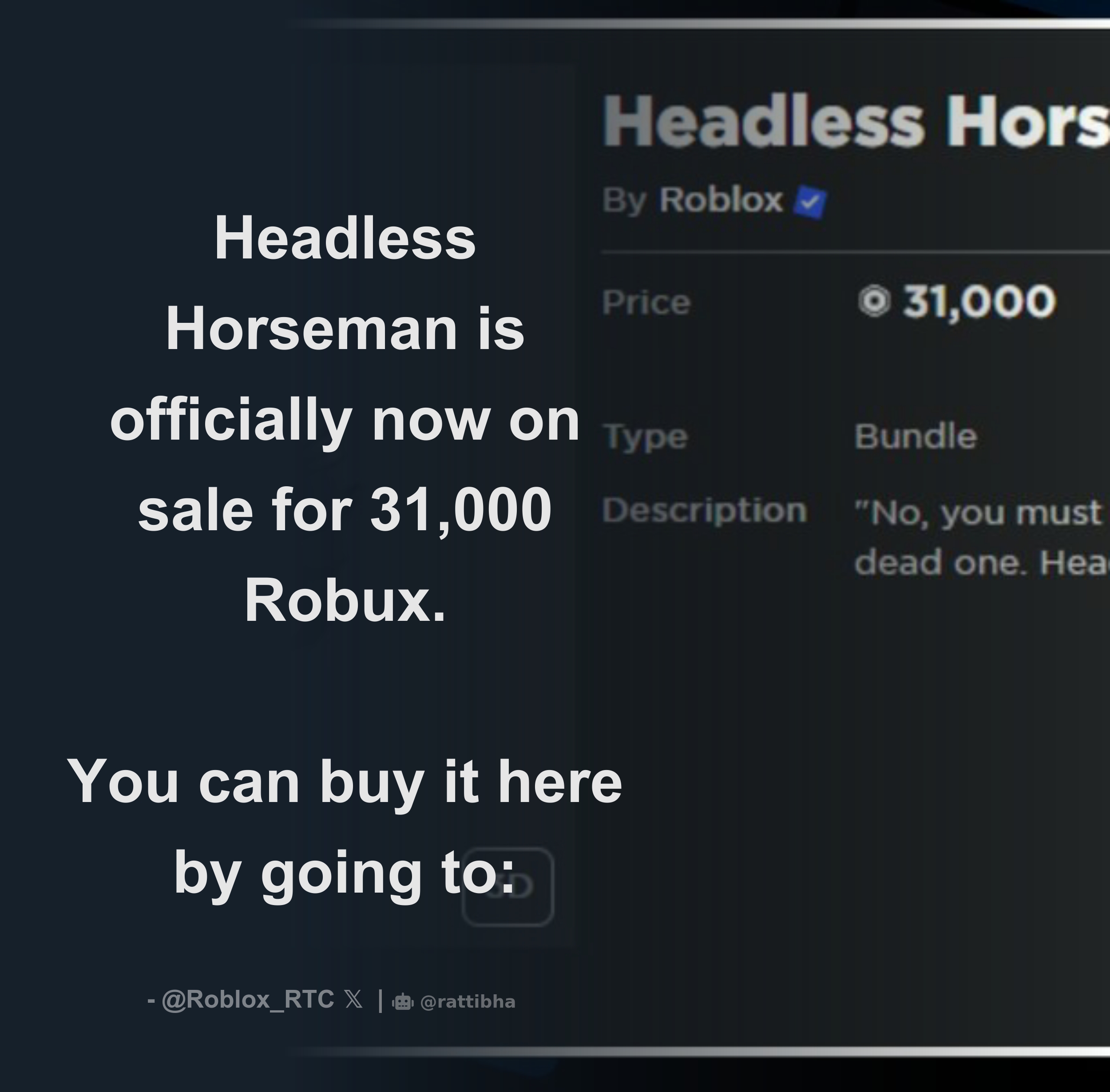 Headless Horseman is NOW on SALE // ROBLOX 