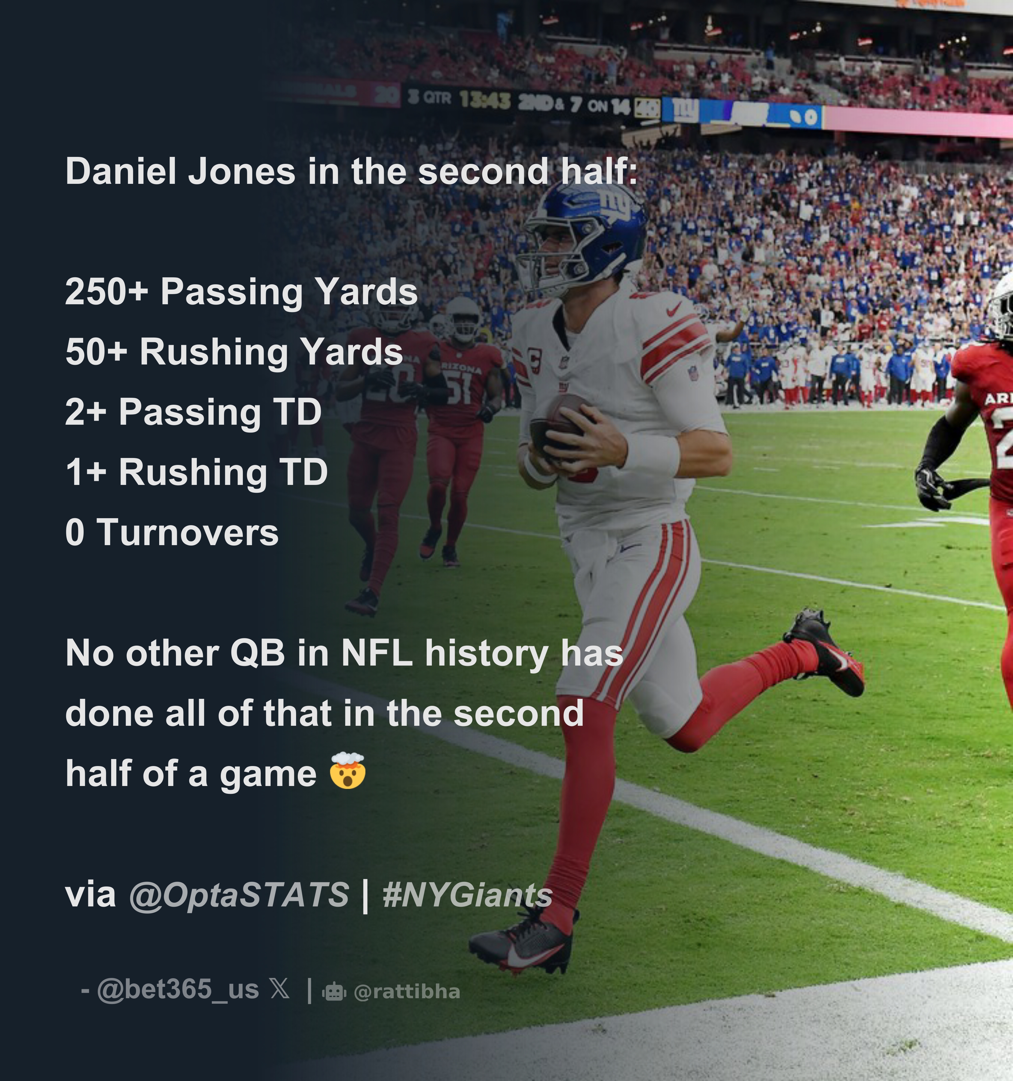 History in the 2nd half for Daniel Jones