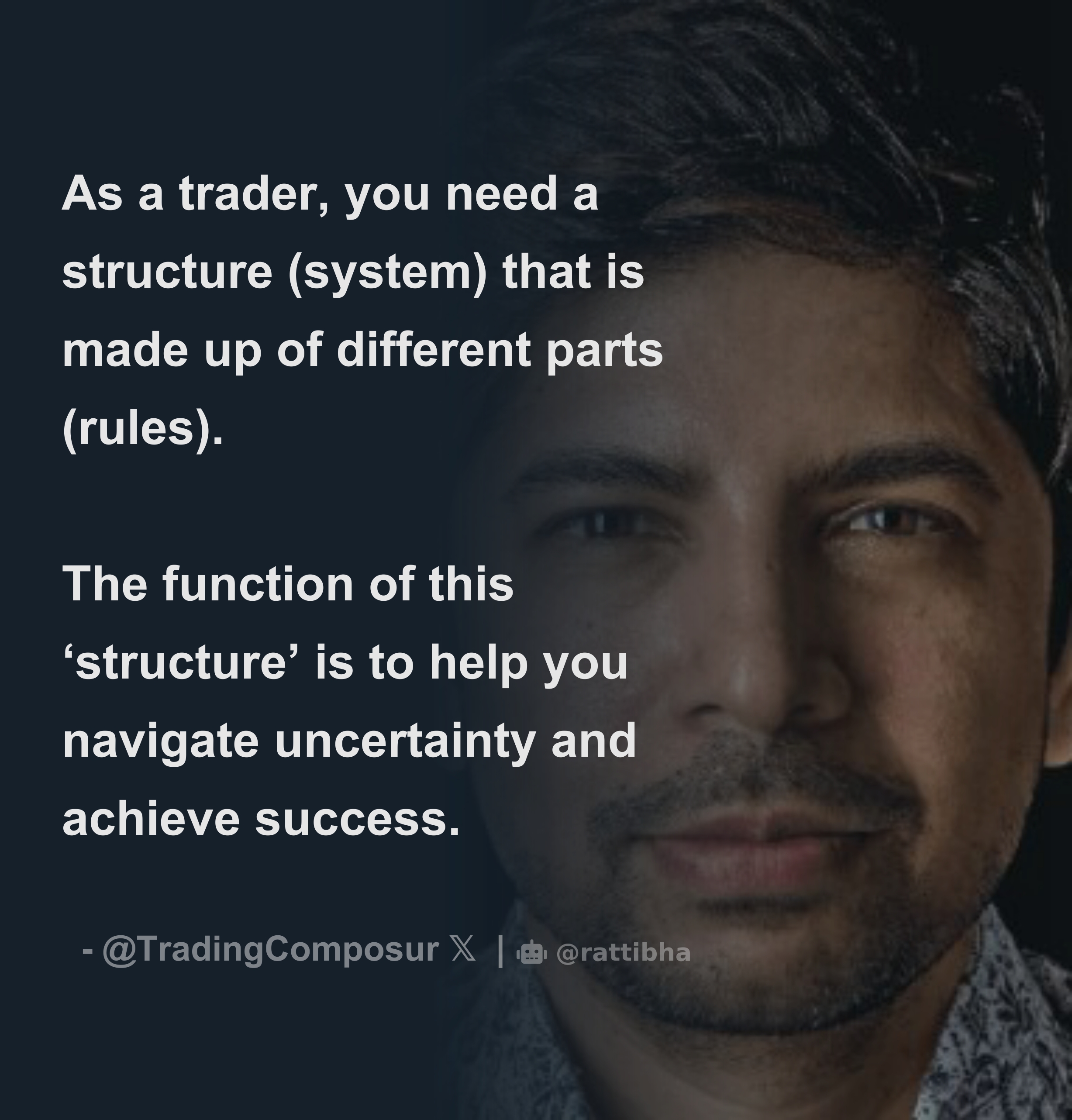 As a trader, you need a structure (system) that is made up of different