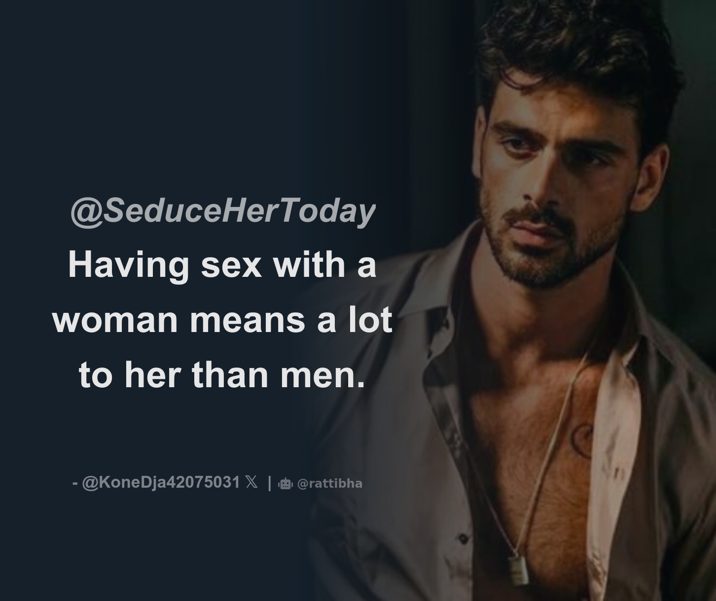 SeduceHerToday Having sex with a woman means a lot to her than men. -  Download Tweet Image from 🗽Alpha Man🗽 @alphamen111 - Rattibha