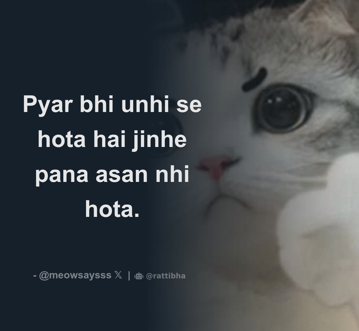 Pyar bhi unhi se hota hai jinhe pana asan nhi hota. - Thread from •Meow ...