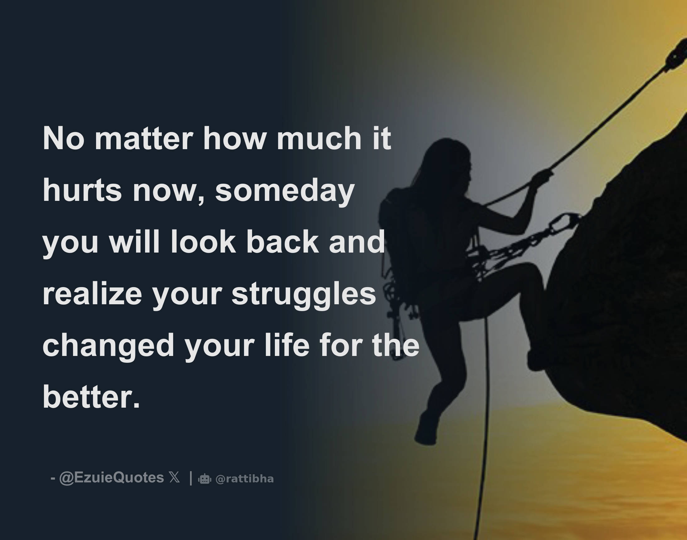 No matter how much it hurts now, someday you will look back and realize ...