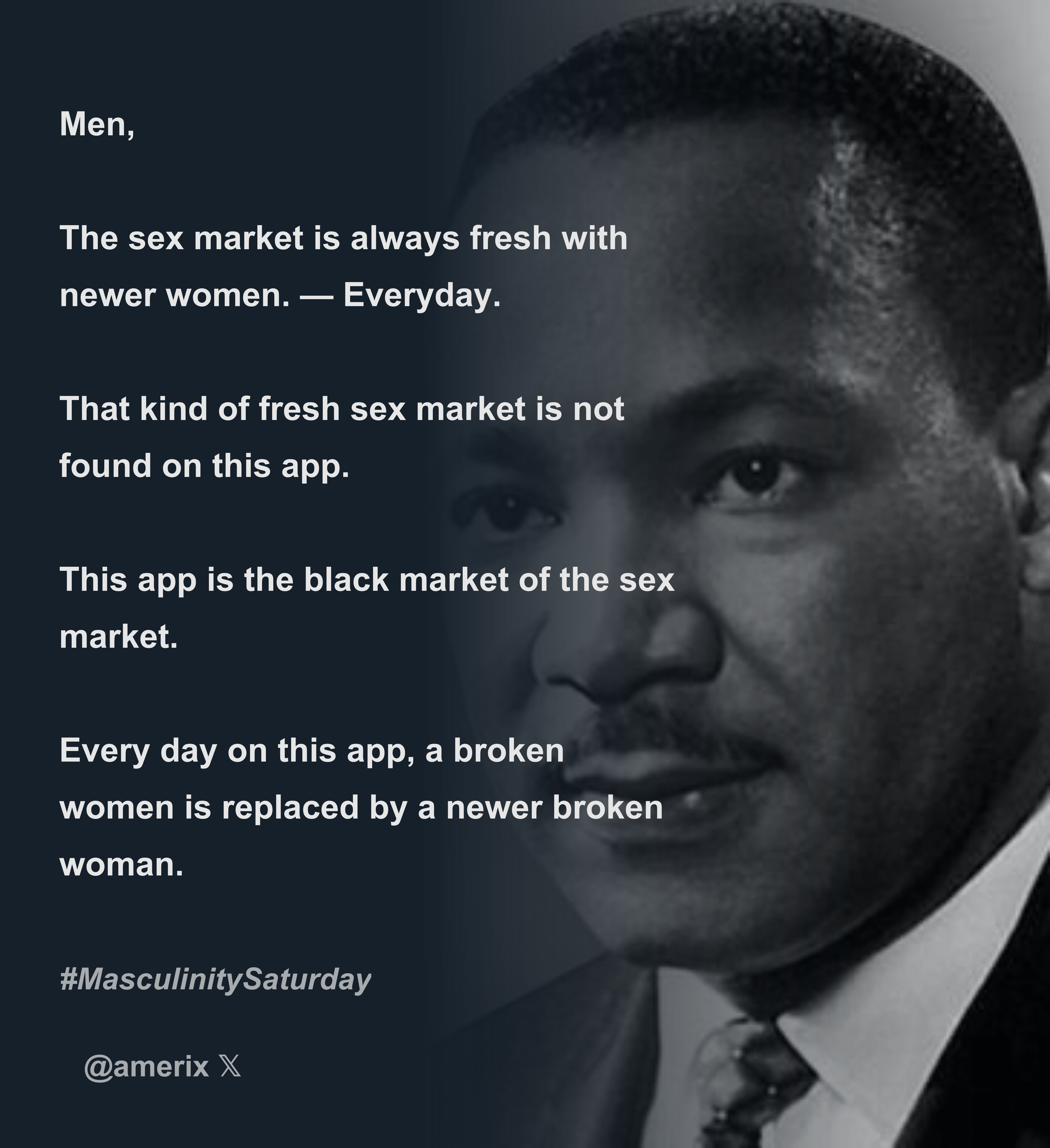 Men, The sex market is always fresh with newer women. — Everyday. That kind  of fresh sex market is not found on this app. This app is the bl - Download  Tweet