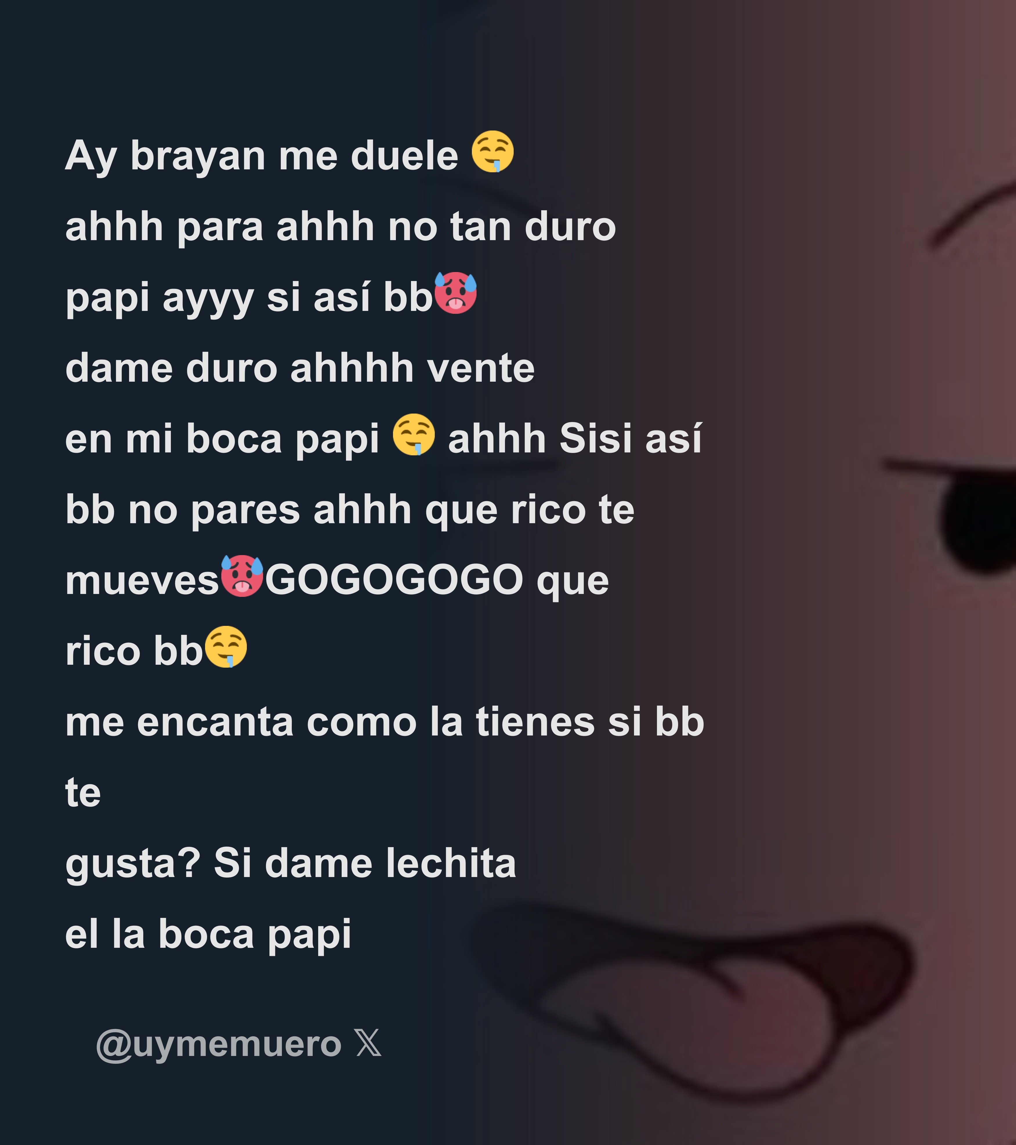 lisamytreasure @Brayanportillo0 Ay brayan me duele 🤤 ahhh para ahhh no tan  duro papi ayyy si así bb🥵 dame duro ahhhh vente en mi boca papi 🤤 ahhh -  Download Tweet Image