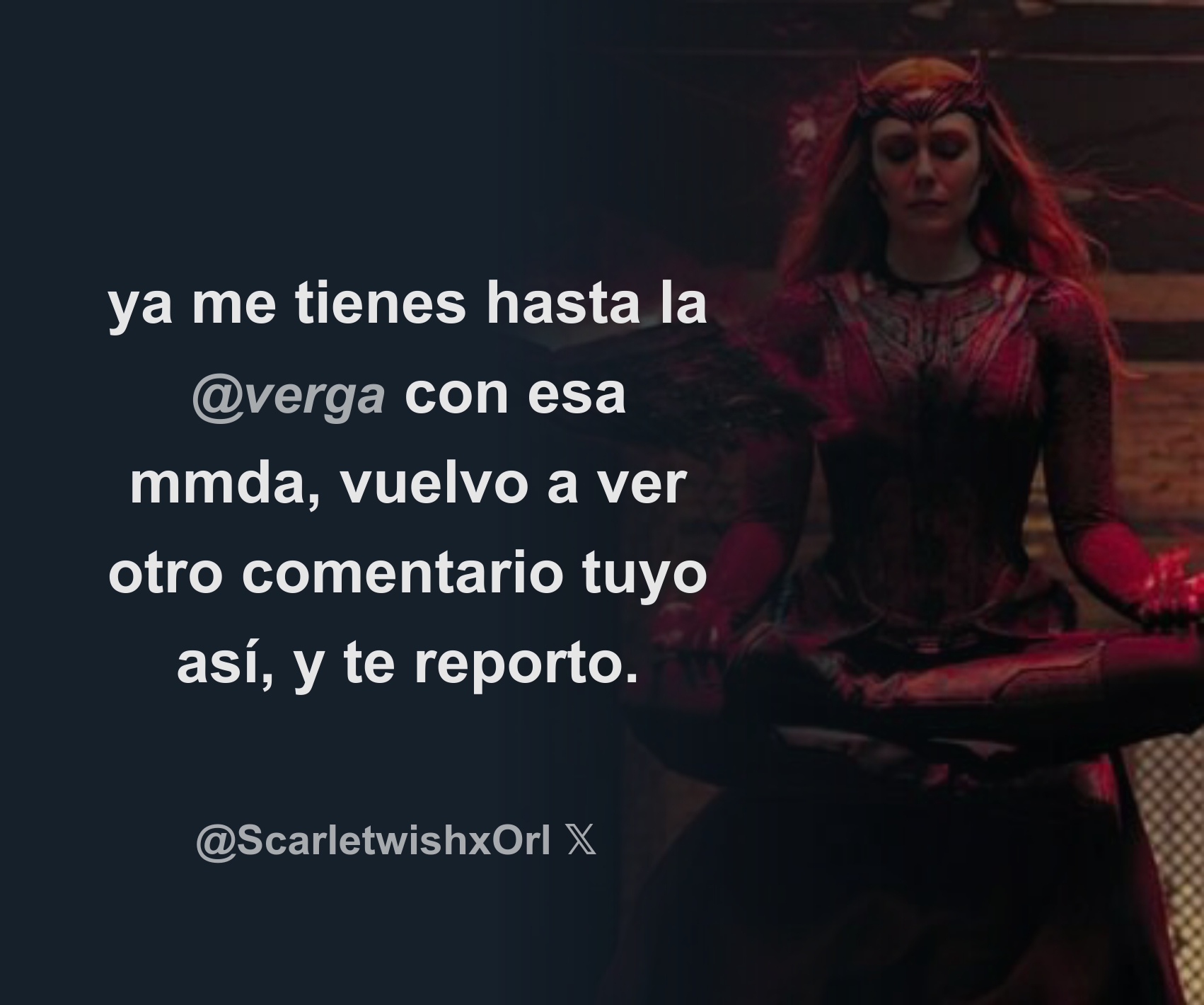 itsyisxs ya me tienes hasta la @verga con esa mmda, vuelvo a ver otro  comentario tuyo así, y te reporto. - Download Tweet Image from  𝙤𝙧𝙡𝙖𝙣𝙙𝙤 🤍 @ScarletwishxOrl - Rattibha