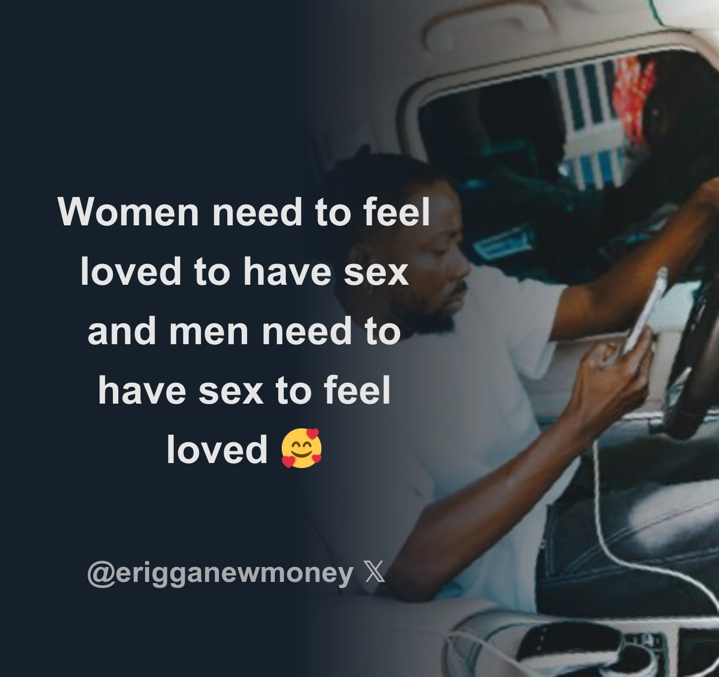 Women need to feel loved to have sex and men need to have sex to feel loved  🥰 - Download Tweet Image from 𝙴𝚛𝚒𝚐𝚐𝚊 @erigganewmoney - Rattibha