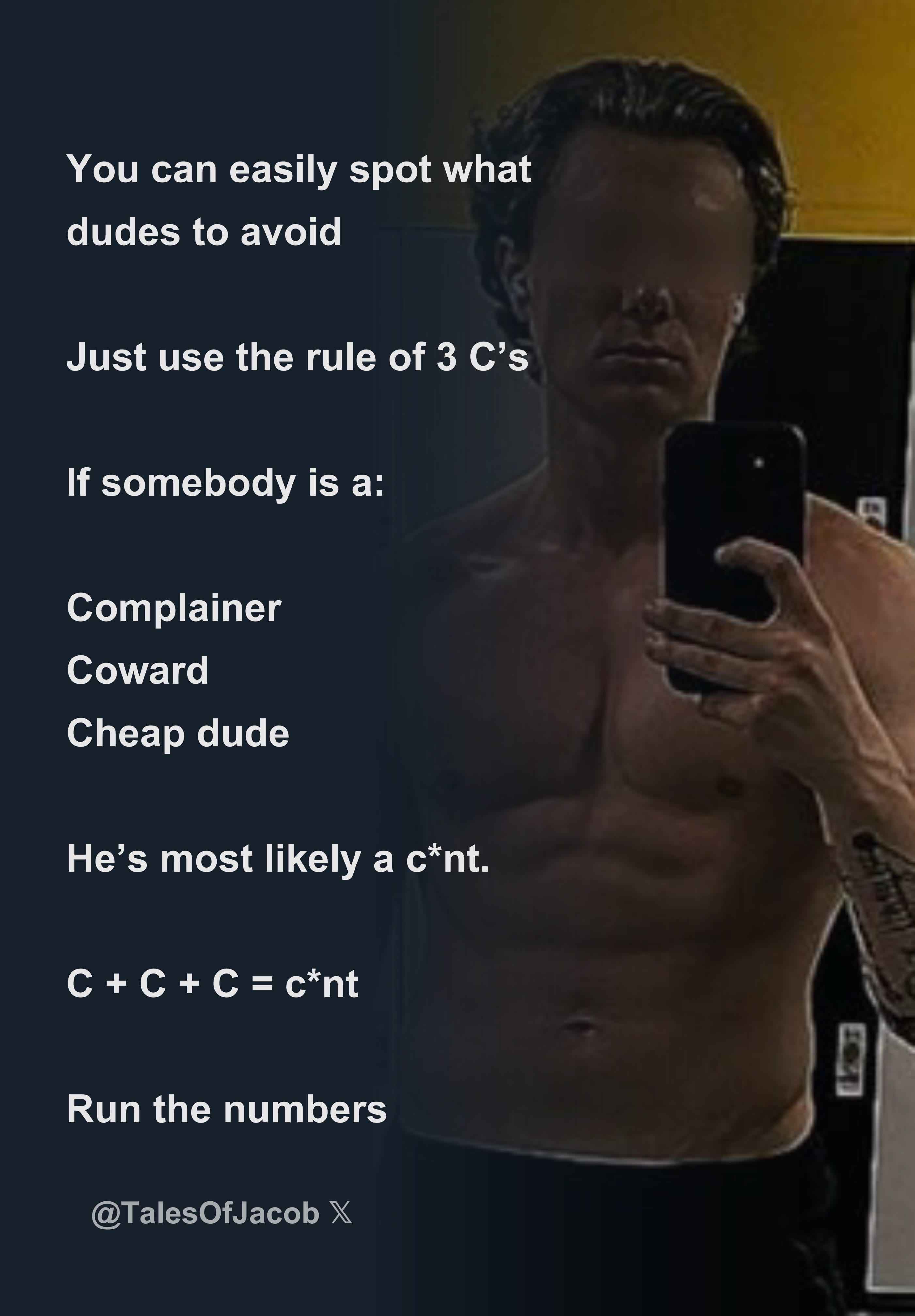 You can easily spot what dudes to avoid Just use the rule of 3 C’s If ...